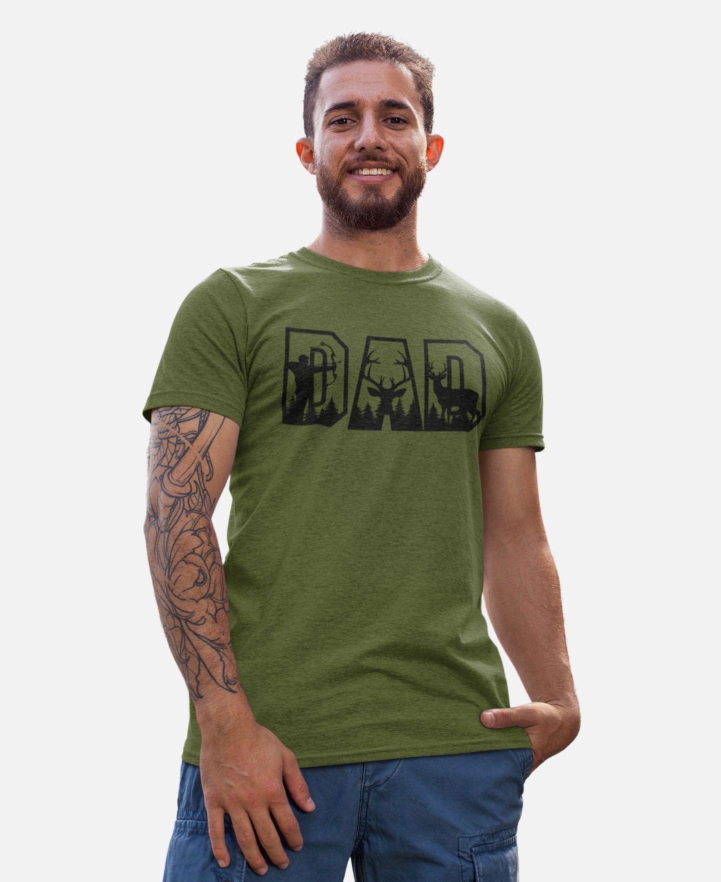 Deer Hunting Dad Shirt - Fathers Day Shirt For Dad - Moss Green - Up To 4XL