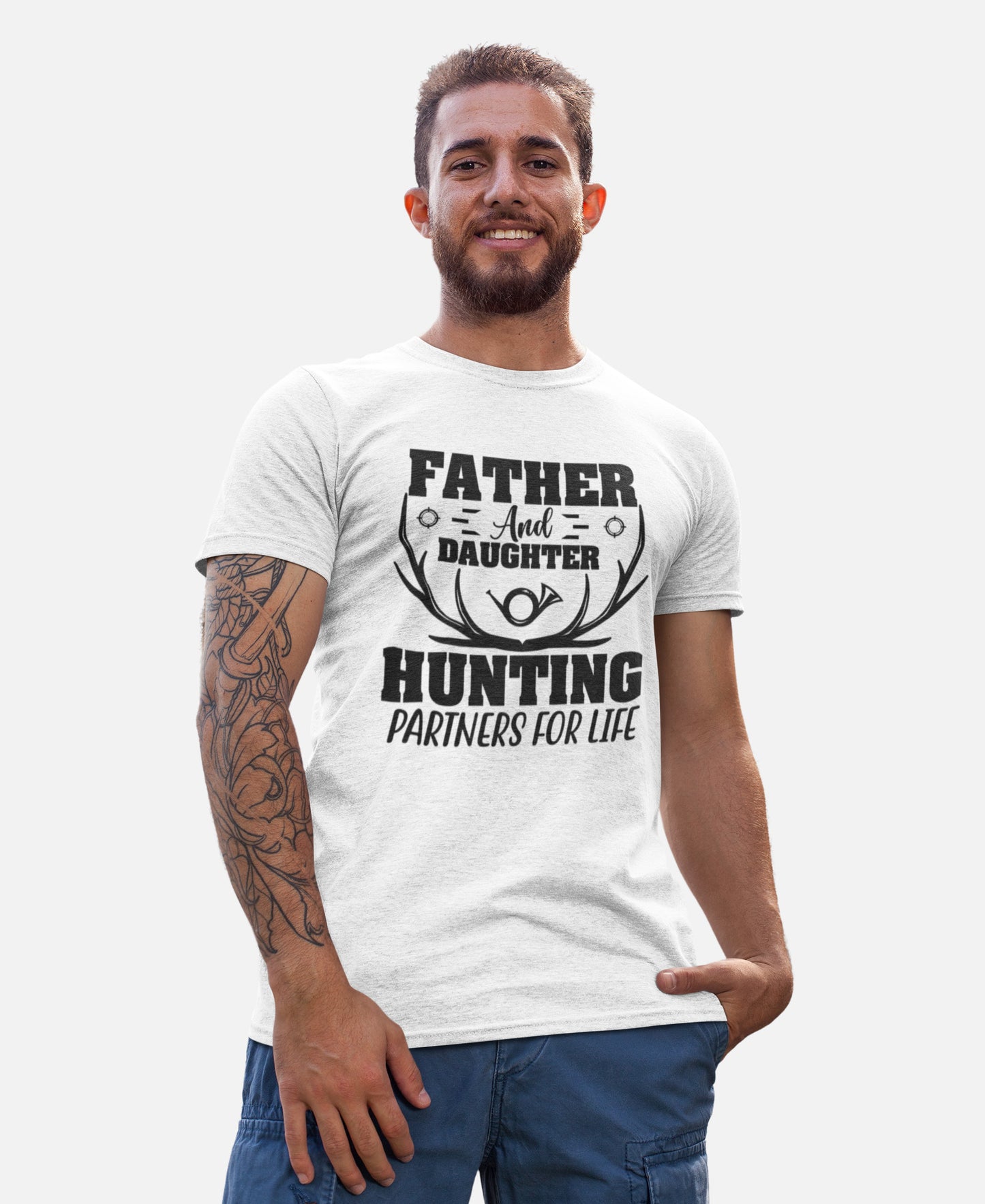 Father And Daughter Hunting Partner For Life T Shirt - Hungting Gift For Dad - White - Up To 4XL