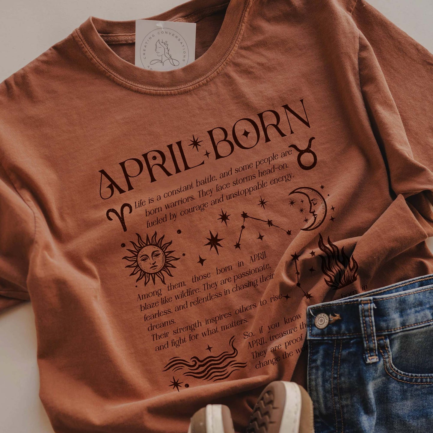 April Born T-Shirt – Zodiac Birthday Shirt, Astrology Horoscope Tee, Spiritual Gift
