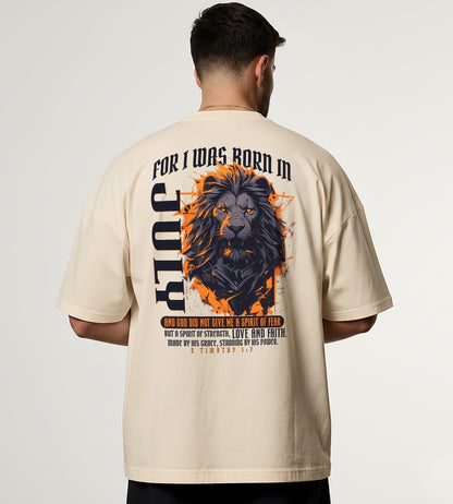 Born in July Oversized Christian Lion Shirt – Faith Strength Love & Power Tee | 2 Timothy 1:7 Bible Verse