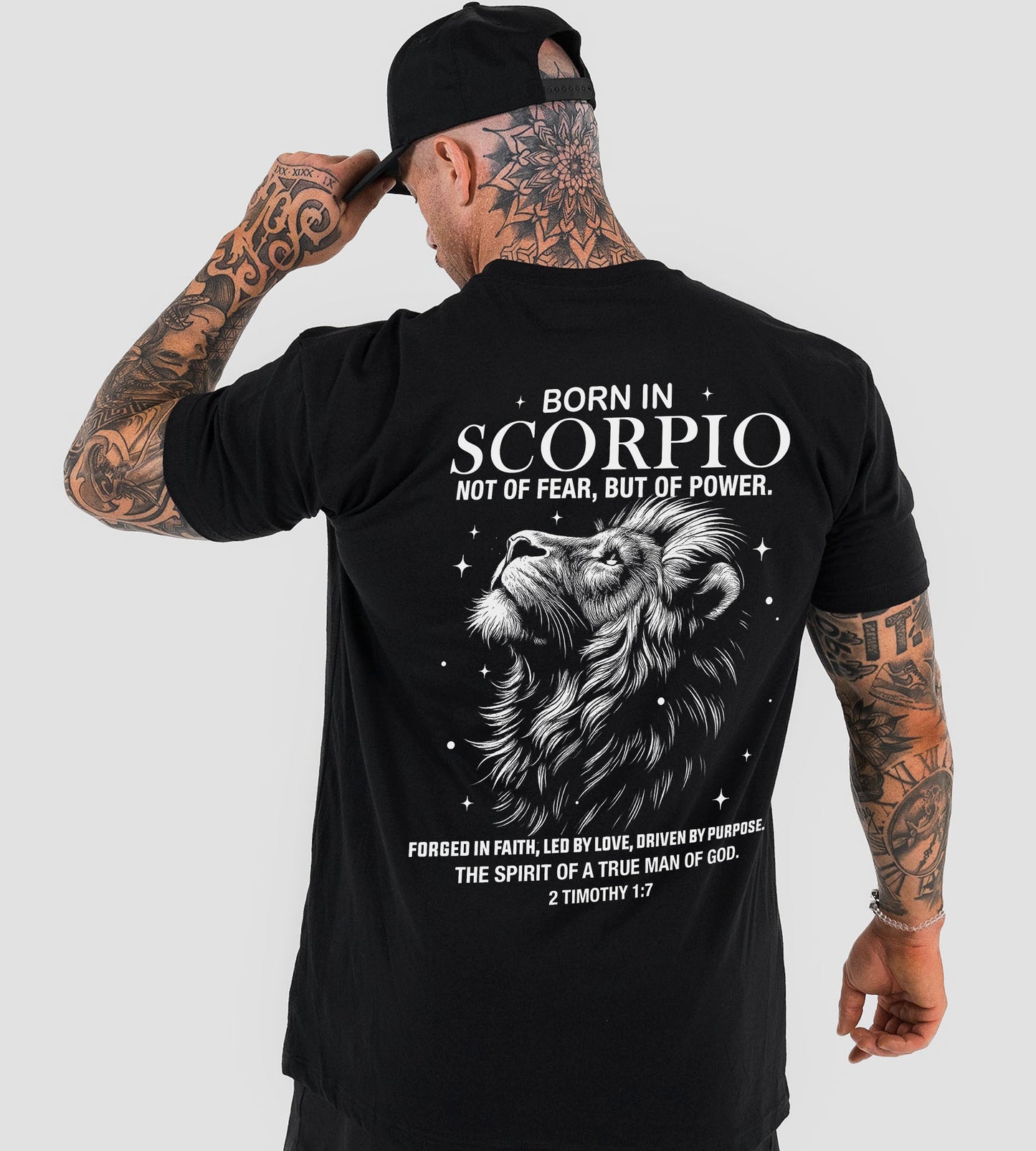 Born in Scorpio Shirt or Zip Hoodie – Not of Fear, But of Power | Christian Zodiac Apparel for Men