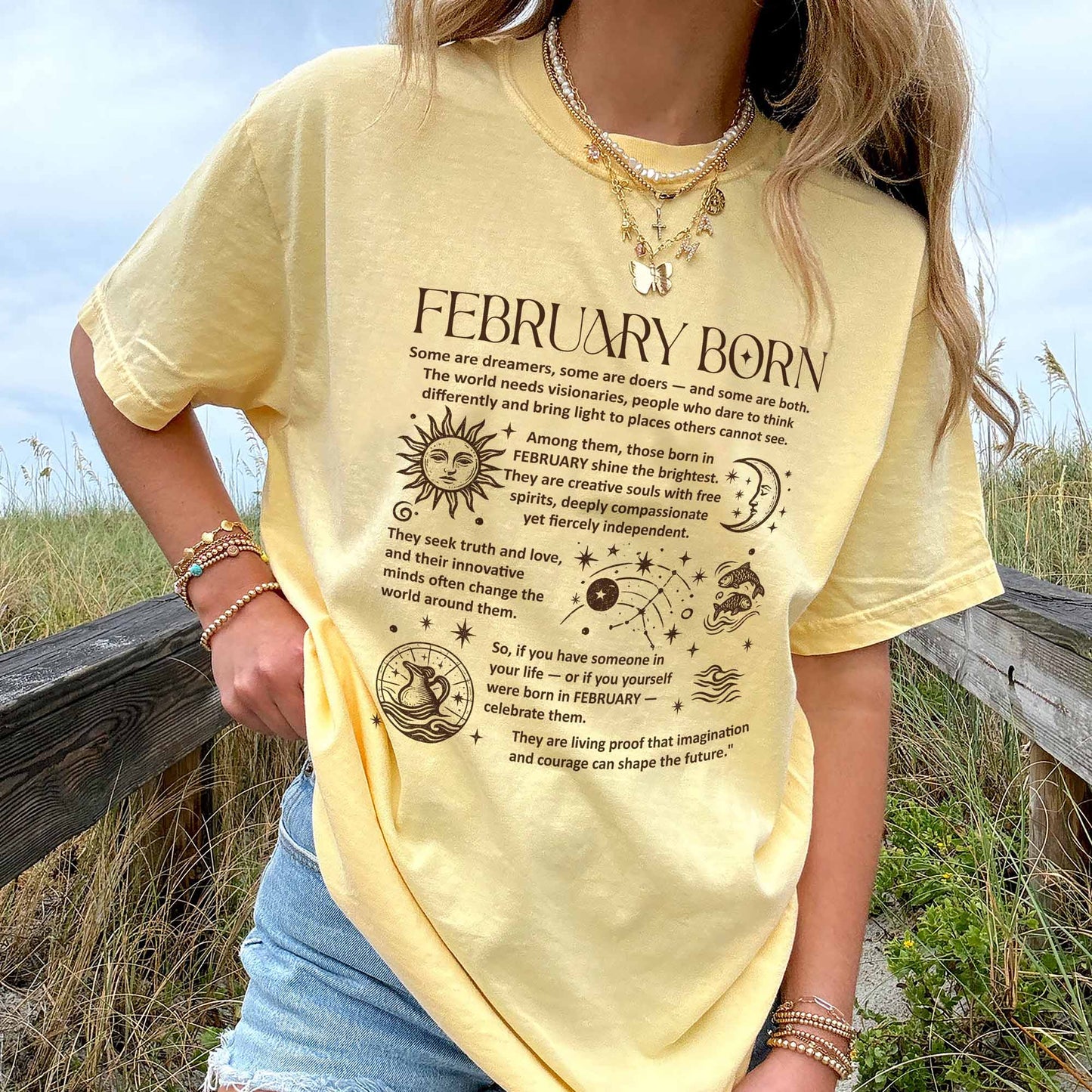 February Born T-Shirt – Zodiac Birthday Shirt, Astrology Horoscope Tee, Spiritual Gift