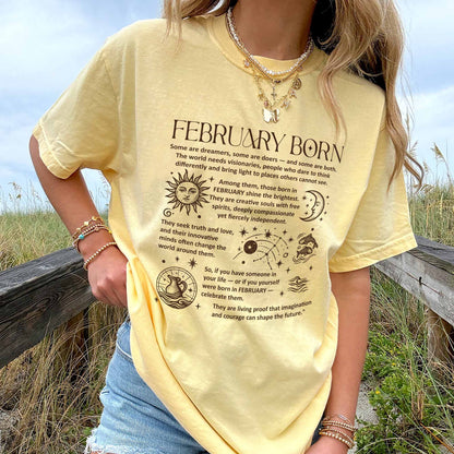 February Born T-Shirt – Zodiac Birthday Shirt, Astrology Horoscope Tee, Spiritual Gift