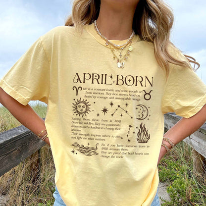 April Born T-Shirt – Zodiac Birthday Shirt, Astrology Horoscope Tee, Spiritual Gift