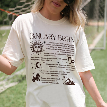 January Born T-Shirt – Zodiac Birthday Shirt, Astrology Horoscope Tee, Spiritual Gift
