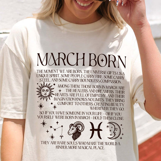 March Born T-Shirt – Zodiac Birthday Shirt, Astrology Horoscope Tee, Spiritual Gift
