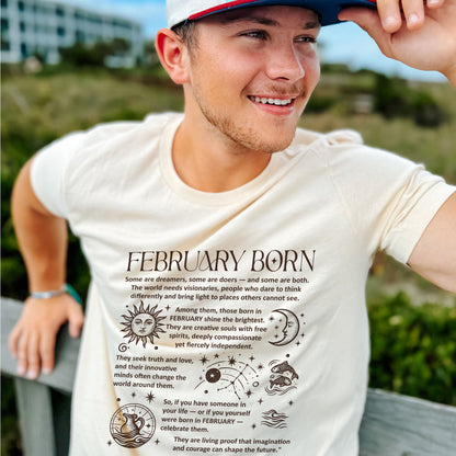 February Born T-Shirt – Zodiac Birthday Shirt, Astrology Horoscope Tee, Spiritual Gift