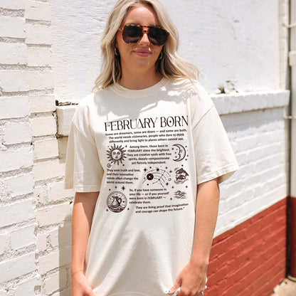 February Born T-Shirt – Zodiac Birthday Shirt, Astrology Horoscope Tee, Spiritual Gift