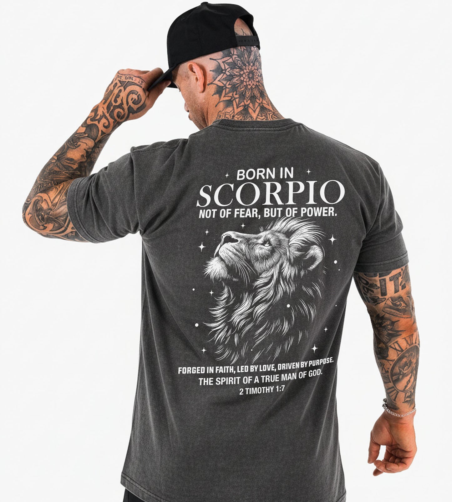 Born in Scorpio Shirt or Zip Hoodie – Not of Fear, But of Power | Christian Zodiac Apparel for Men