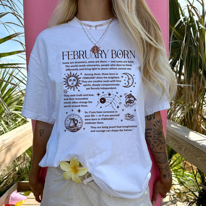 February Born T-Shirt – Zodiac Birthday Shirt, Astrology Horoscope Tee, Spiritual Gift
